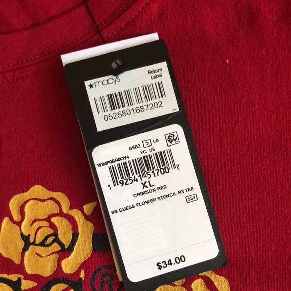 NWT GUESS Flower Stencil Tee Sz XL - Picture 4 of 6